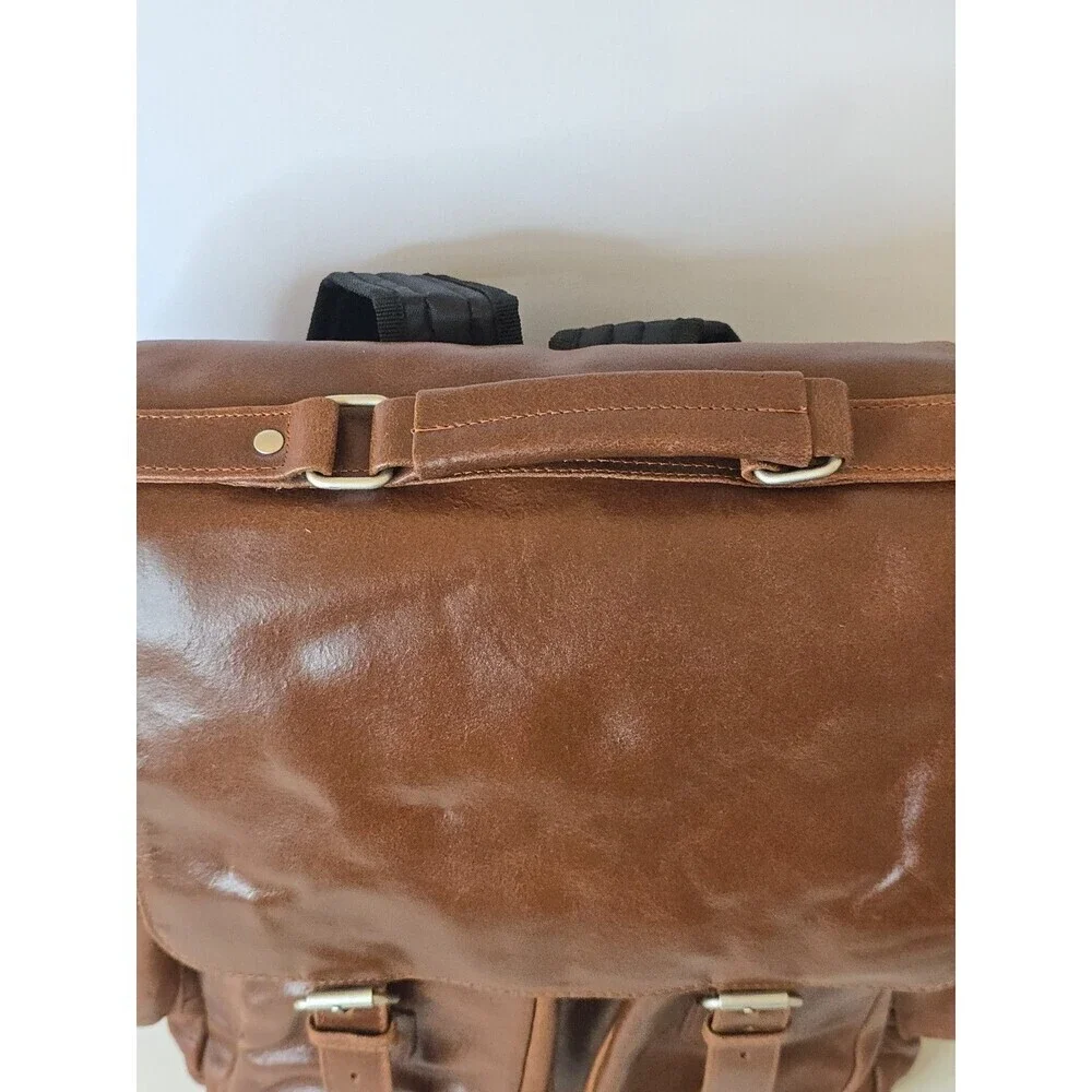 Wilson Leather Brown Backpack Rucksack Multi Pocket Laptop Travel Bag